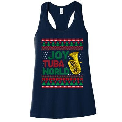 Joy Tuba World Ugly Christmas Sweater Music Lover Xmas Women's Racerback Tank