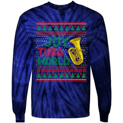 Joy Tuba World Ugly Christmas Sweater Music Lover Xmas Tie-Dye Long Sleeve Shirt