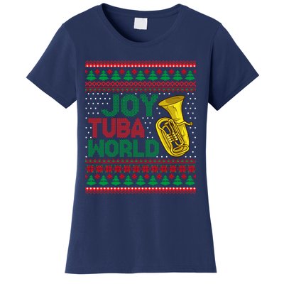 Joy Tuba World Ugly Christmas Sweater Music Lover Xmas Women's T-Shirt