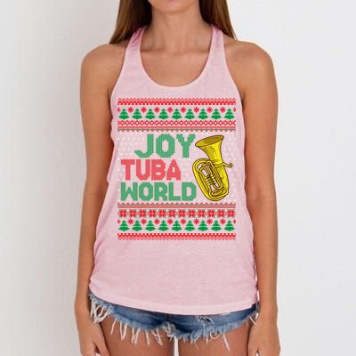 Joy Tuba World Ugly Christmas Sweater Music Lover Xmas Women's Knotted Racerback Tank