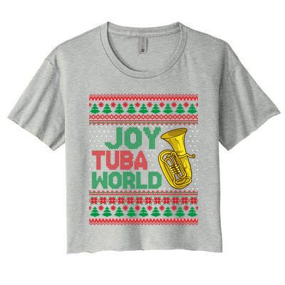 Joy Tuba World Ugly Christmas Sweater Music Lover Xmas Women's Crop Top Tee