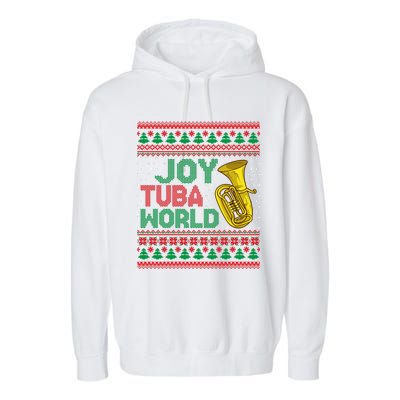 Joy Tuba World Ugly Christmas Sweater Music Lover Xmas Garment-Dyed Fleece Hoodie