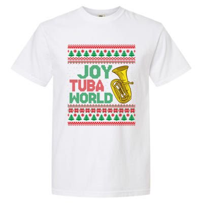 Joy Tuba World Ugly Christmas Sweater Music Lover Xmas Garment-Dyed Heavyweight T-Shirt