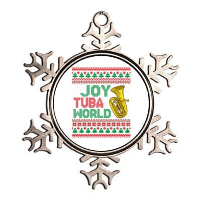 Joy Tuba World Ugly Christmas Sweater Music Lover Xmas Metallic Star Ornament