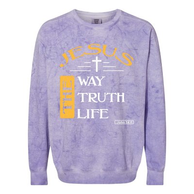 Jesus The Way Truth Life Christian Colorblast Crewneck Sweatshirt