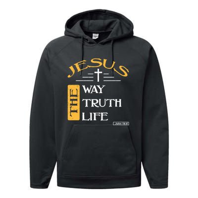 Jesus The Way Truth Life Christian Performance Fleece Hoodie