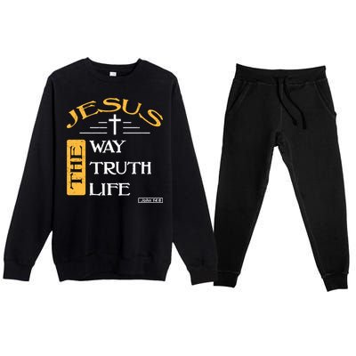 Jesus The Way Truth Life Christian Premium Crewneck Sweatsuit Set