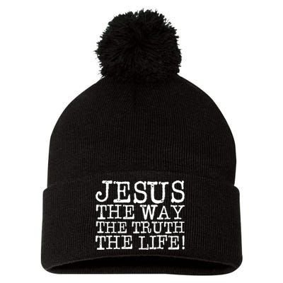 Jesus The Way The Truth The Life Pom Pom 12in Knit Beanie