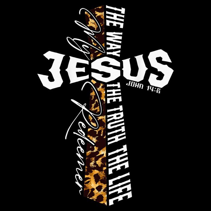 Jesus The Way Truth Life Leopard Cross Christian Faith Tall T-Shirt