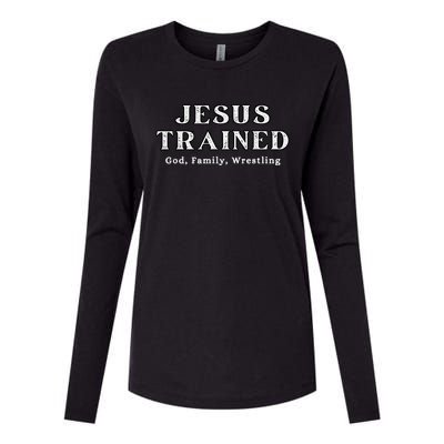 Jesus Trained Wrestling Jesus Trained God Family Wrestling Womens Cotton Relaxed Long Sleeve T-Shirt