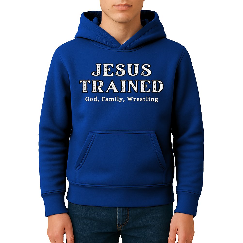 Jesus Trained Wrestling Jesus Trained God Family Wrestling Kids Hoodie