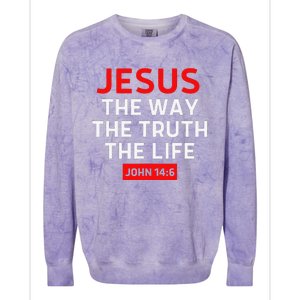 Jesus The Way Truth Life John 146 Christian Bible Verse Colorblast Crewneck Sweatshirt