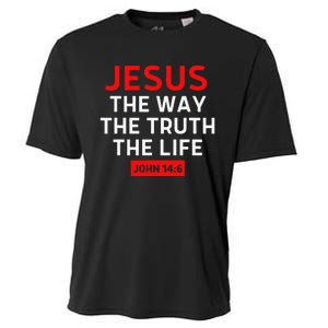 Jesus The Way Truth Life John 146 Christian Bible Verse Cooling Performance Crew T-Shirt