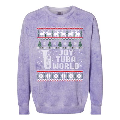 Joy Tuba World Funny Christmas Ugly Sweater Colorblast Crewneck Sweatshirt