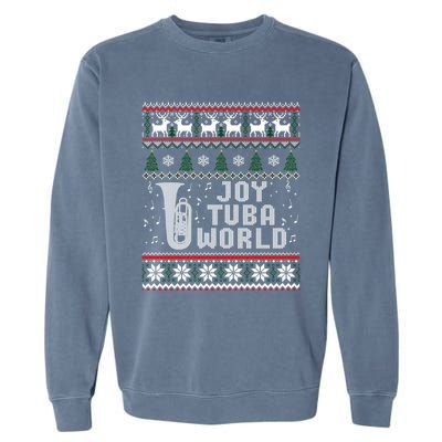 Joy Tuba World Funny Christmas Ugly Sweater Garment-Dyed Sweatshirt