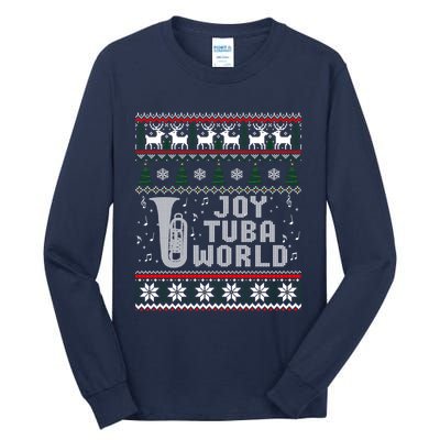 Joy Tuba World Funny Christmas Ugly Sweater Tall Long Sleeve T-Shirt