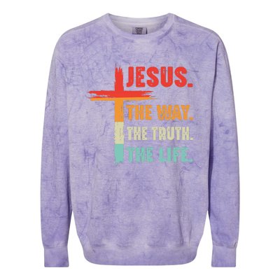 Jesus The Way The Truth The Life Christian Colorblast Crewneck Sweatshirt