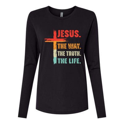 Jesus The Way The Truth The Life Christian Womens Cotton Relaxed Long Sleeve T-Shirt