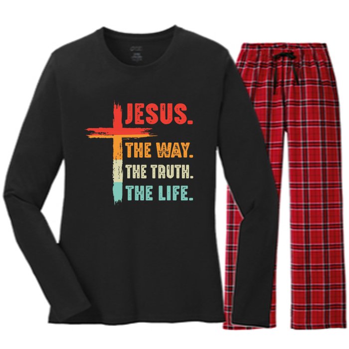 Jesus The Way The Truth The Life Christian Women's Long Sleeve Flannel Pajama Set 