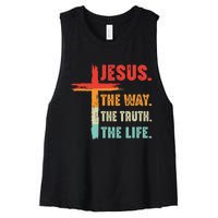 Jesus The Way The Truth The Life Christian Women's Racerback Cropped Tank