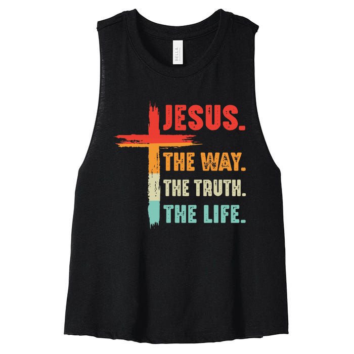 Jesus The Way The Truth The Life Christian Women's Racerback Cropped Tank