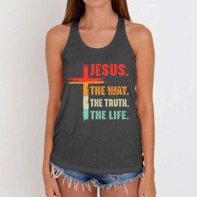 Jesus The Way The Truth The Life Christian Women's Knotted Racerback Tank