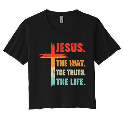 Jesus The Way The Truth The Life Christian Women's Crop Top Tee