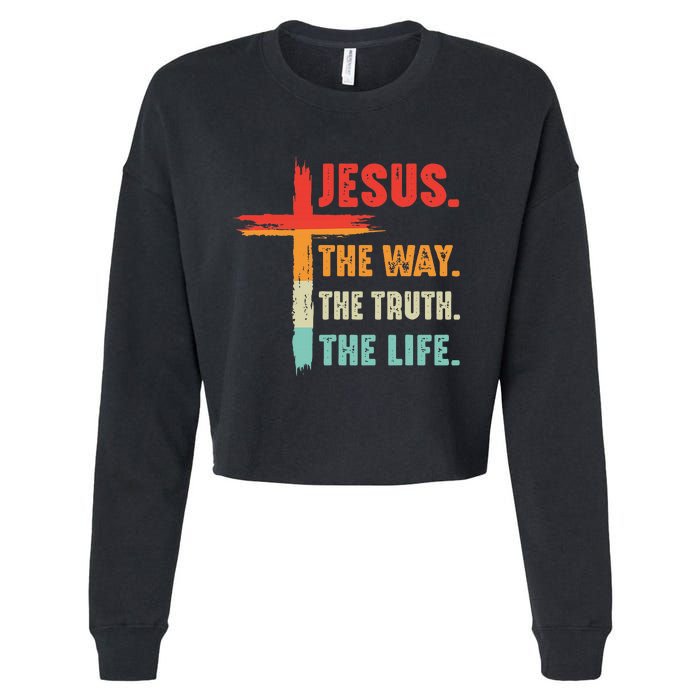 Jesus The Way The Truth The Life Christian Cropped Pullover Crew