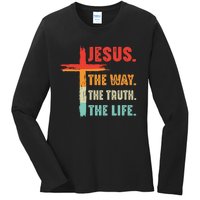 Jesus The Way The Truth The Life Christian Ladies Long Sleeve Shirt