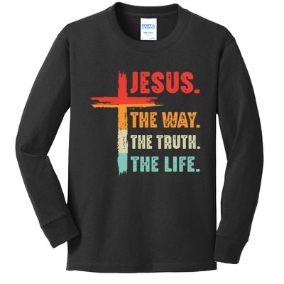 Jesus The Way The Truth The Life Christian Kids Long Sleeve Shirt