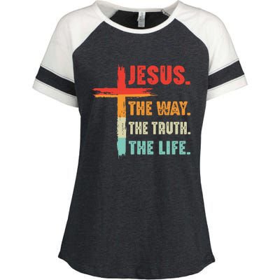 Jesus The Way The Truth The Life Christian Enza Ladies Jersey Colorblock Tee