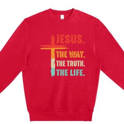 Jesus The Way The Truth The Life Christian Premium Crewneck Sweatshirt