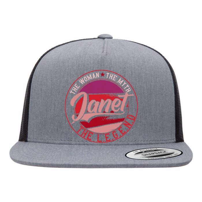 Janet The Woman The Myth The Legend Flat Bill Trucker Hat