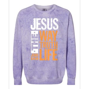 Jesus The Way Truth Life John 14:6 Christian Bible Verse Colorblast Crewneck Sweatshirt