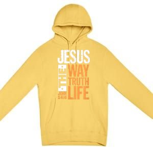 Jesus The Way Truth Life John 14:6 Christian Bible Verse Premium Pullover Hoodie