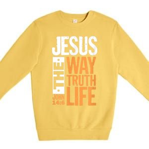 Jesus The Way Truth Life John 14:6 Christian Bible Verse Premium Crewneck Sweatshirt