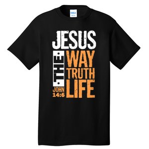 Jesus The Way Truth Life John 14:6 Christian Bible Verse Tall T-Shirt