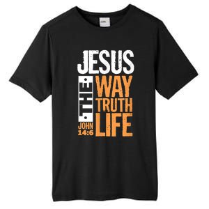 Jesus The Way Truth Life John 14:6 Christian Bible Verse Tall Fusion ChromaSoft Performance T-Shirt