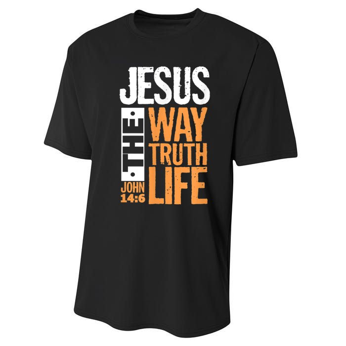 Jesus The Way Truth Life John 14:6 Christian Bible Verse Performance Sprint T-Shirt