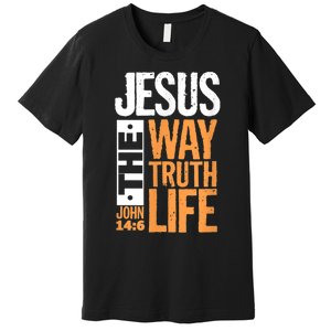 Jesus The Way Truth Life John 14:6 Christian Bible Verse Premium T-Shirt