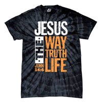 Jesus The Way Truth Life John 14:6 Christian Bible Verse Tie-Dye T-Shirt