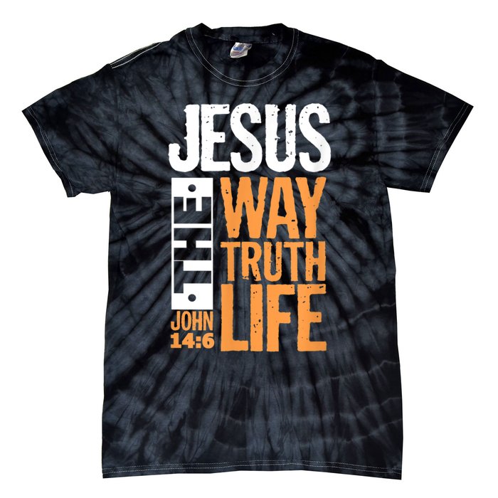 Jesus The Way Truth Life John 14:6 Christian Bible Verse Tie-Dye T-Shirt