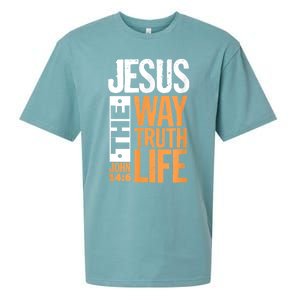 Jesus The Way Truth Life John 14:6 Christian Bible Verse Sueded Cloud Jersey T-Shirt