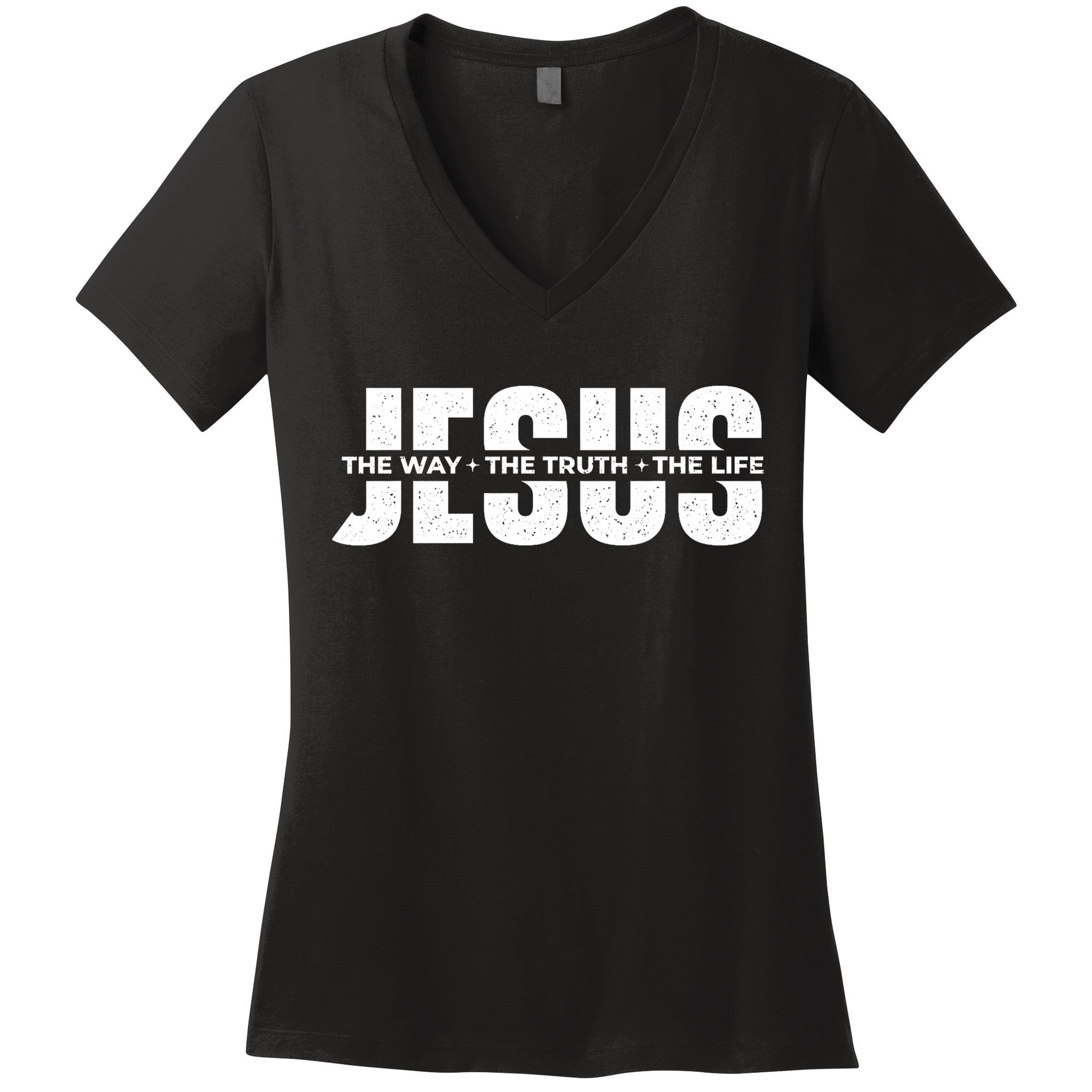Jesus The Way The Truth The Life Christian Faith Bible Women's V-Neck T-Shirt