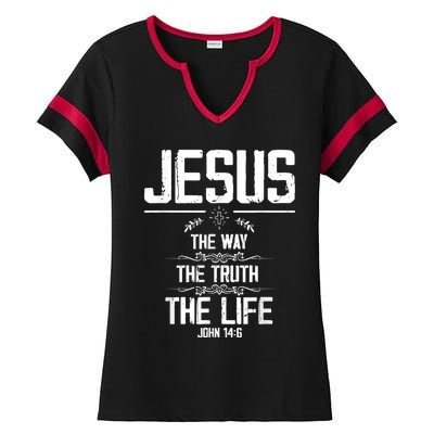 Jesus The Way Truth Life John 14:6 Christian Bible Verse T Ladies Halftime Notch Neck Tee