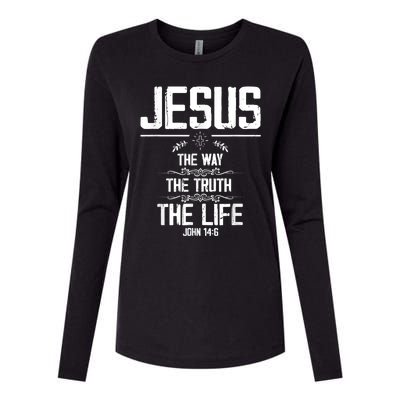 Jesus The Way Truth Life John 14:6 Christian Bible Verse T Womens Cotton Relaxed Long Sleeve T-Shirt