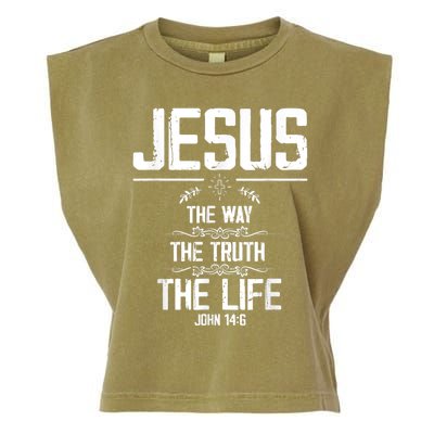 Jesus The Way Truth Life John 14:6 Christian Bible Verse T Garment-Dyed Women's Muscle Tee