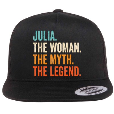 Julia The Woman The Myth The Legend First Name Julia Flat Bill Trucker Hat