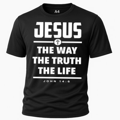 Jesus The Way The Truth The Life Bible Verse Jesus Gift Cooling Performance Crew T-Shirt
