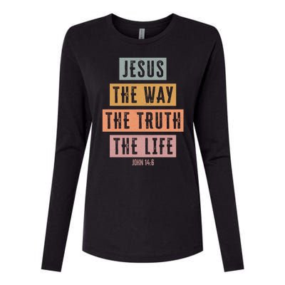 Jesus The Way Truth Life Bible Verse Womens Cotton Relaxed Long Sleeve T-Shirt